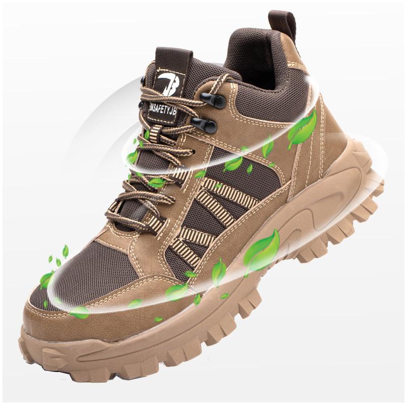 plus size men's casual steel toe covers work safety boots breathable worker shoes tooling security ankle botas protect footwear