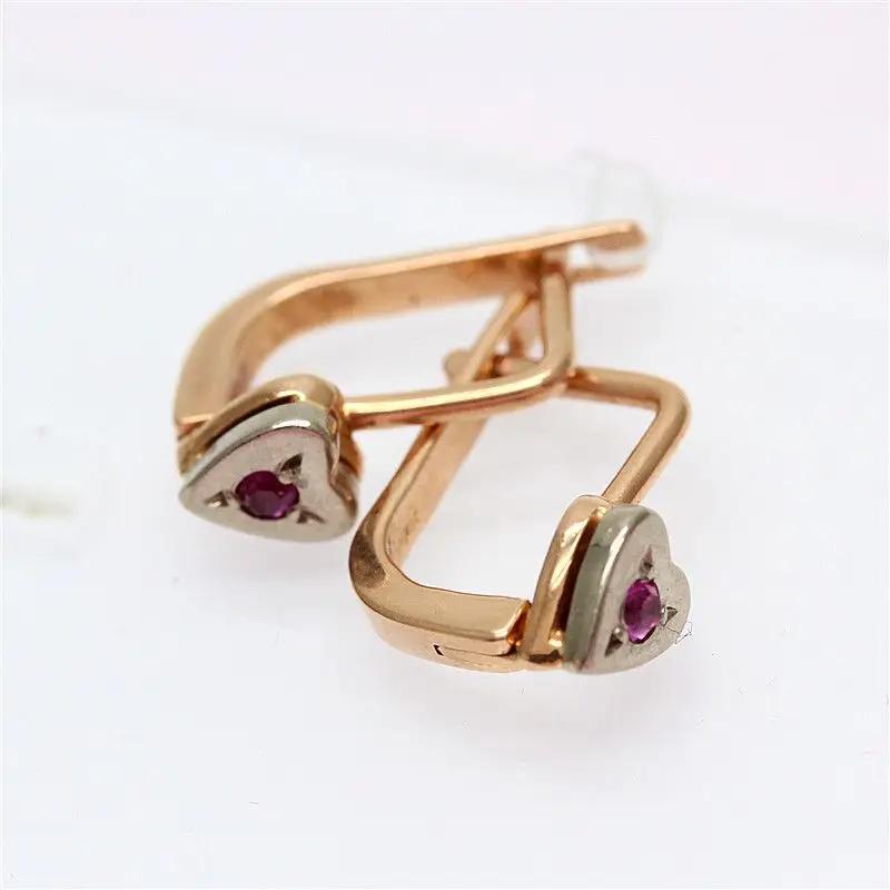 Fashionable Red Love Earings Exquisite Punk Style Rose Golden Heart earrings for women Banquet Party Zircon