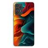 Coque De Téléphone - MANIACASE - Samsung Galaxy A72 - Silicone TPU - Noir - Texture Abstraite Orange Et Bleu
