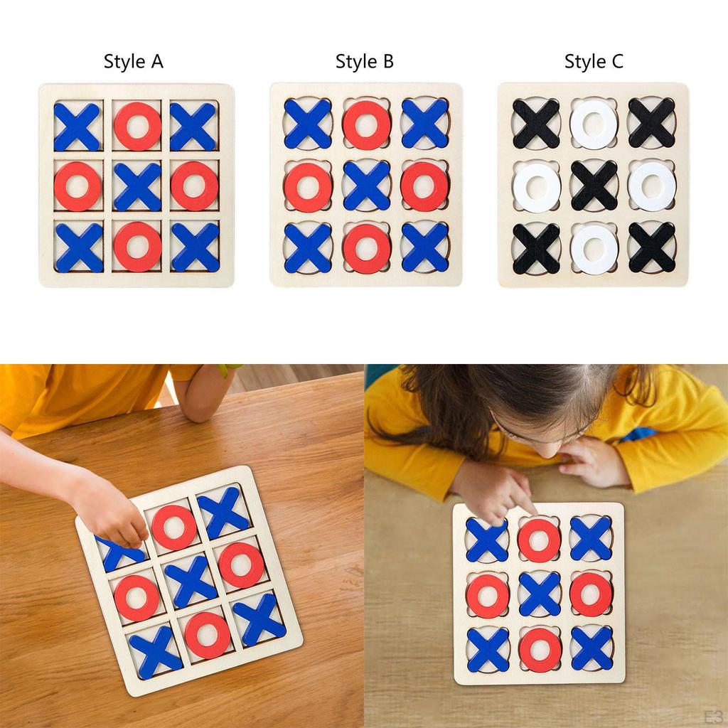 14,7*14,7 cm Trä Luffarschack Spel Pedagogiska Leksaker XO Bordleksak