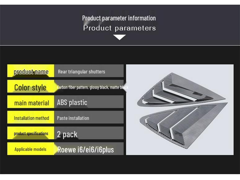 Rear Window Louvers/Air Vent Spoiler for Roewe I6/Ei6/I6Plus Triangular Window