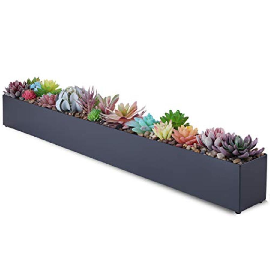 

Modern Grey Rectangle Planter Box 16 Metal Planter Perfect for Succulent Narrow Box for Table or Window Sill Rectangular Stainl United States