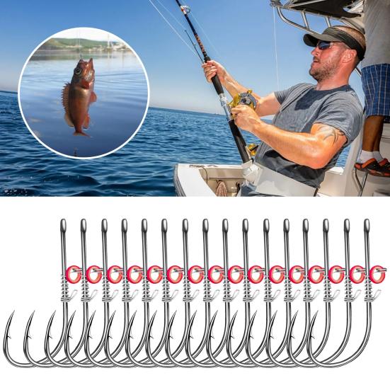 15Pcs Live Shrimp Fixing Hook Heavy Duty Carbon Steel Barbed Fishhook with Hole