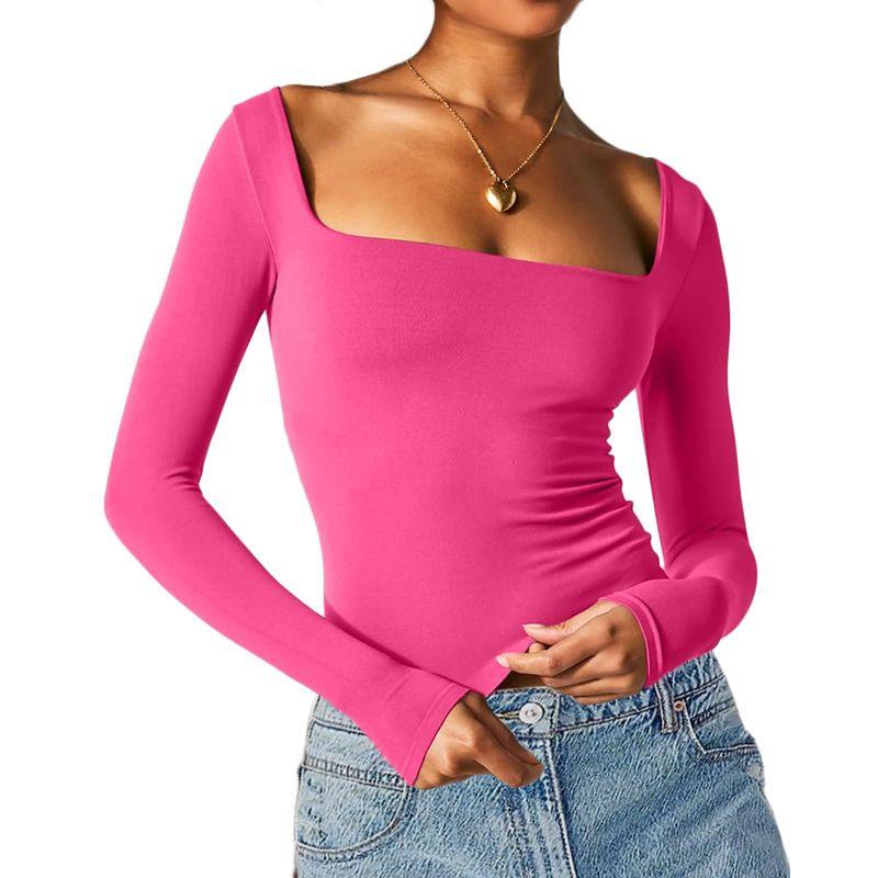 Long Sleeved Square Neck Sexy Base Shirt Long Sleeve Square-Neck Sexy Base Shirt