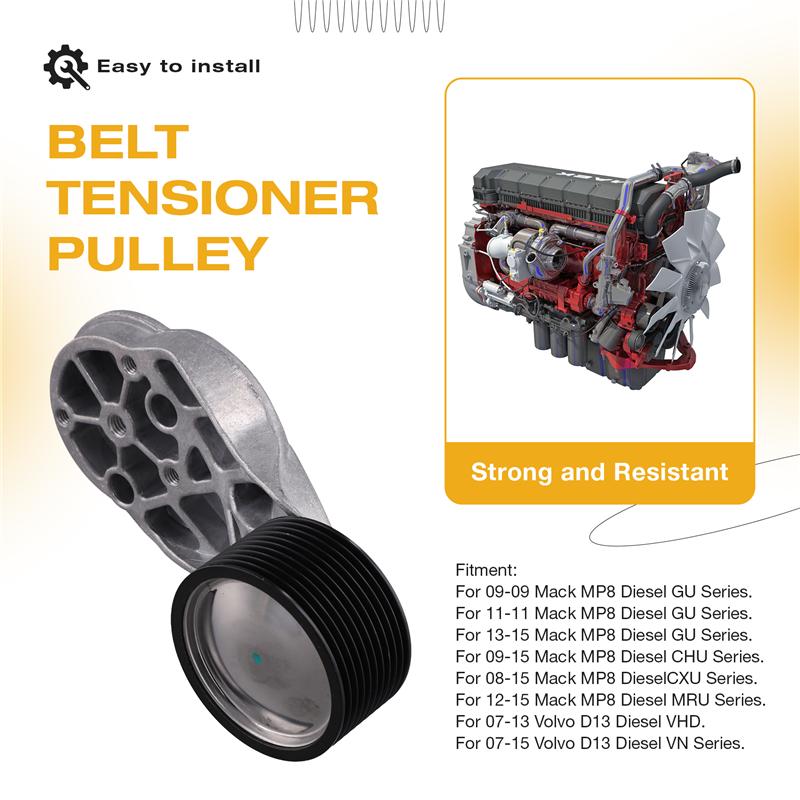 Truck Timing Belt Tensioner Pulley 21766717 20521447 21153968 For Volvo D13 VHD VN 08-15 Mack MP8 Engine Parts 21153968