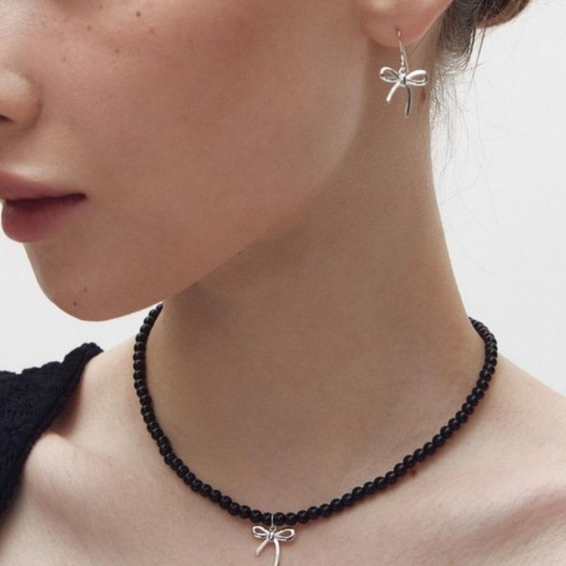 

me me Ribbon black necklace black