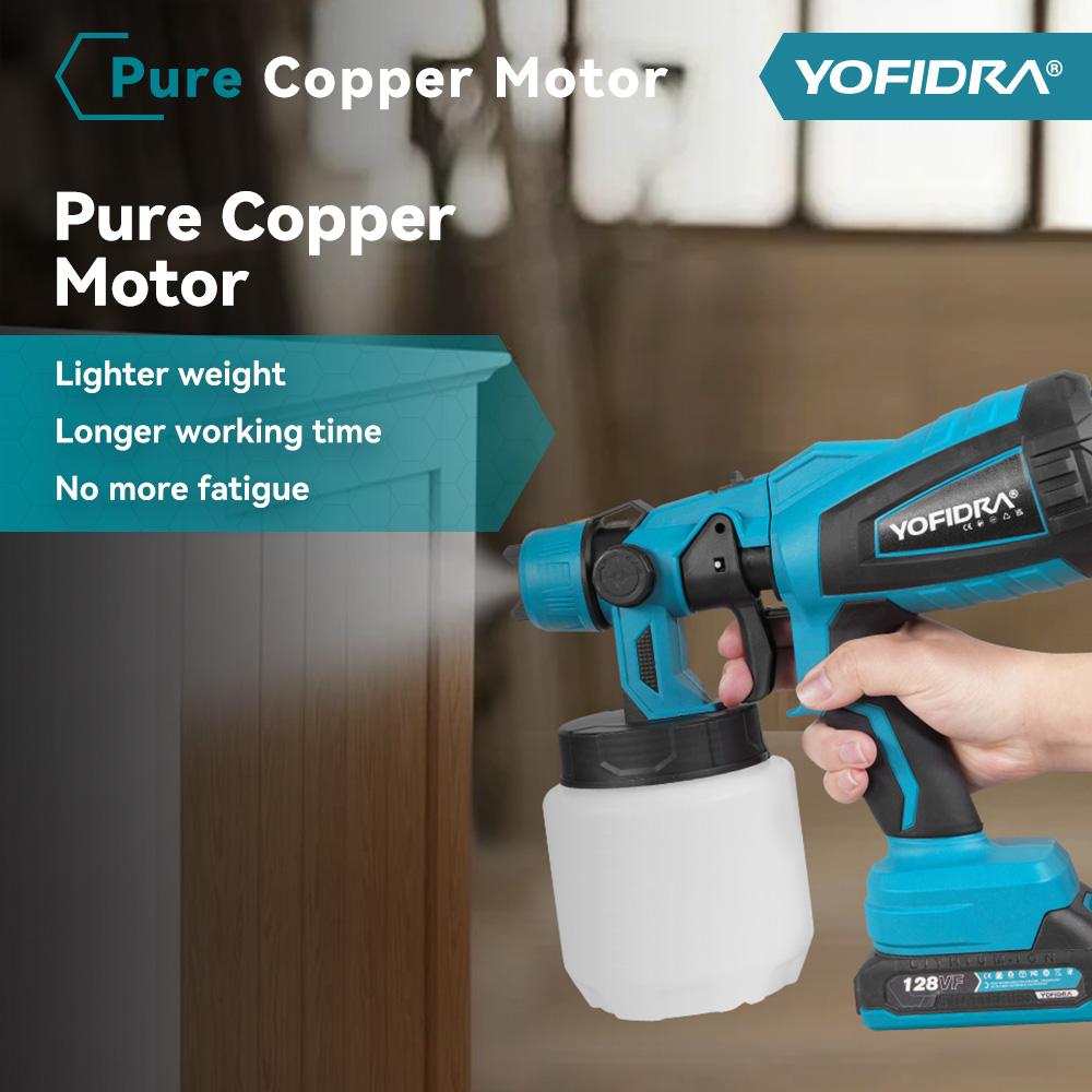 Yofidra 1000ML Electric Spray Gun Powerful Portable Paint Sprayer Cordless Auto Furniture Coating Airbrush For Makita 18V Battery