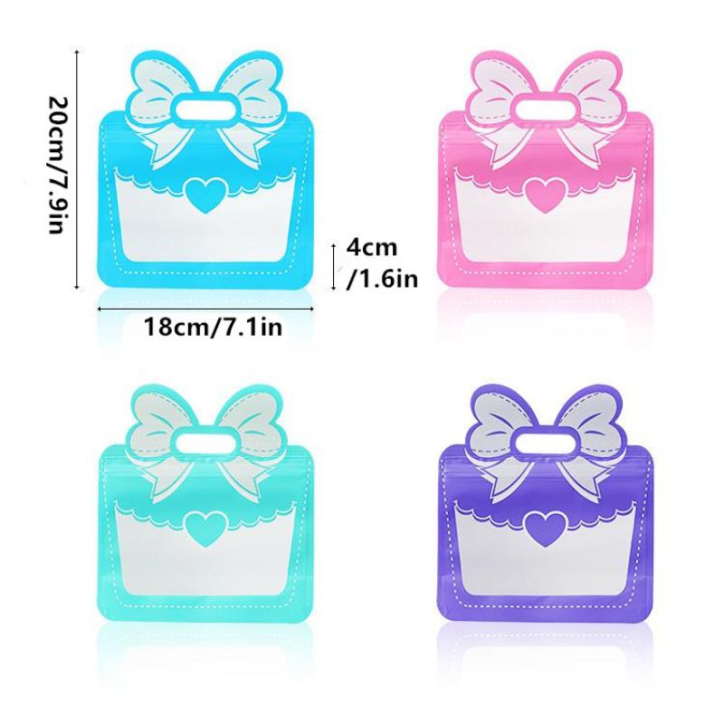 5 Pcs Candy Snack Packaging Bag Cute Bow Creative Party Favor Gift Bags Food Grade Self-Lock Zipper Sealed Bag Kid Birthday Gift