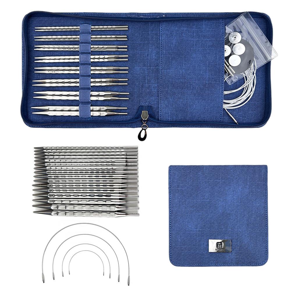 Interchangeable Circular Knitting Needle Set with Case and Accessories Aluminum Short Square Knitting Needle 3.5mm-8.0mm