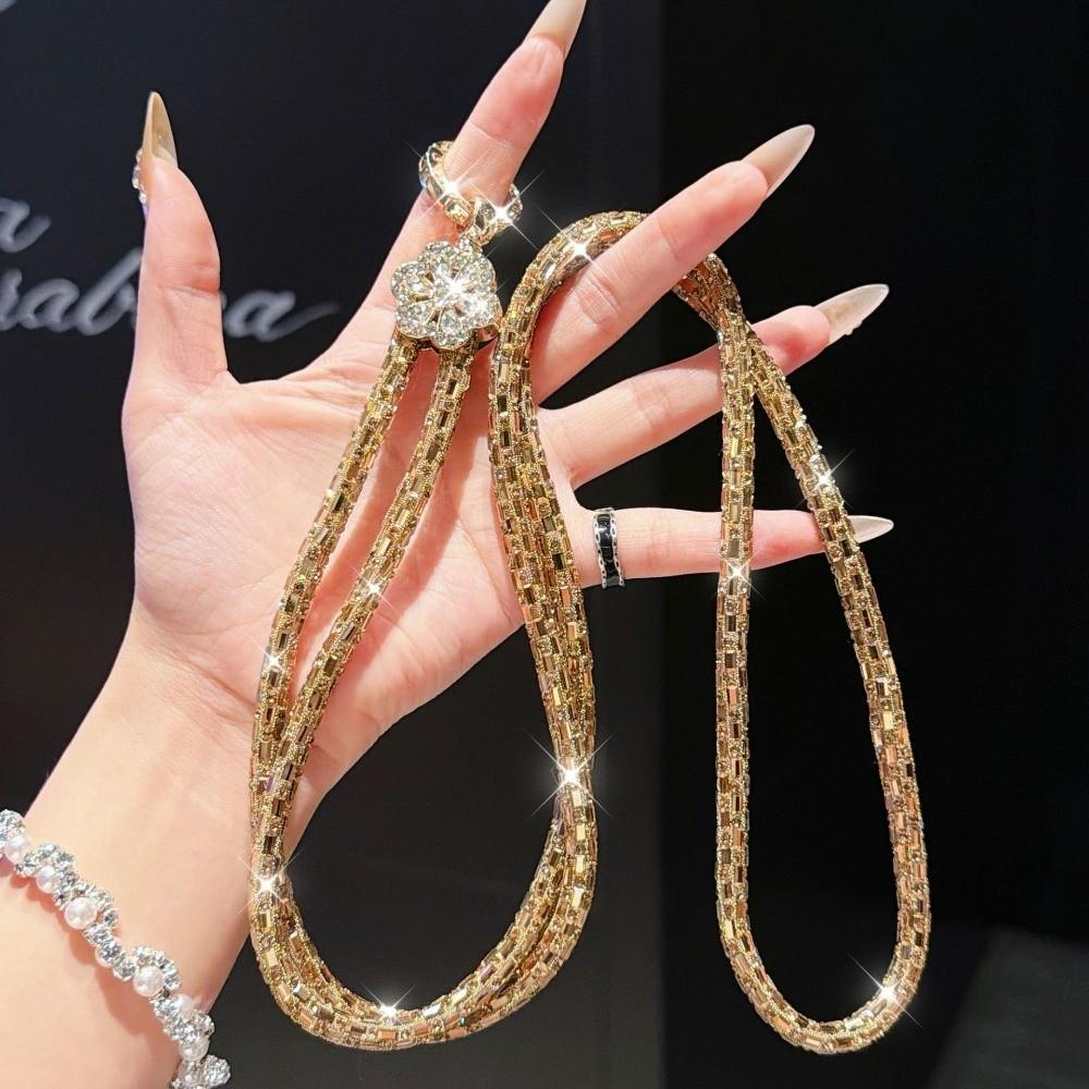 Bling Crossbody Chain Strap Rhinestone Beaded Phone Chain Portable Crystal Phone Chain For Women