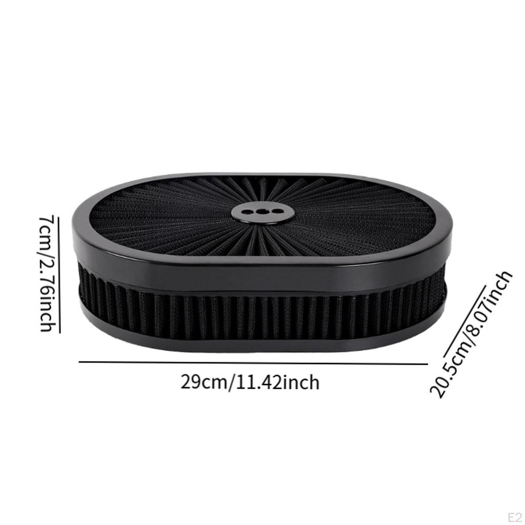 Oval Air Cleaner Easy to Clean Car Accessories for Improve Accelerating Ability Black