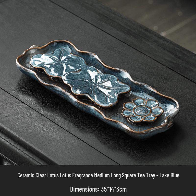 Ceramic Lotus Design Tea Tray