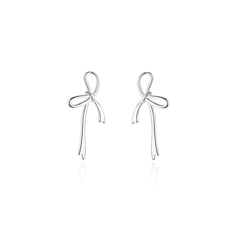 Mašličkové duté náušnice s puzetkou dámské sladká dívka srdce výklenkový design lehký luxus high-end náušnice