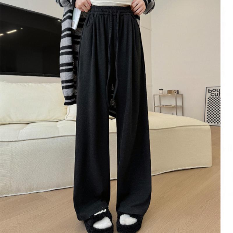 Curved Pocket Glutinous Rice Pants for Women's New Autumn and Winter Slim and Lazy Straight Pants Casual Plus Velvet Wide-leg Pants