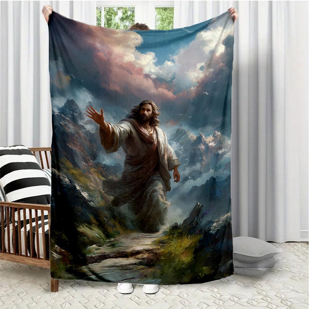 

Christianity of Jesus Christ Flannel printed blanket suitable for all seasons suitable for living room office sofa and travel 75x100cm (30x40inch)