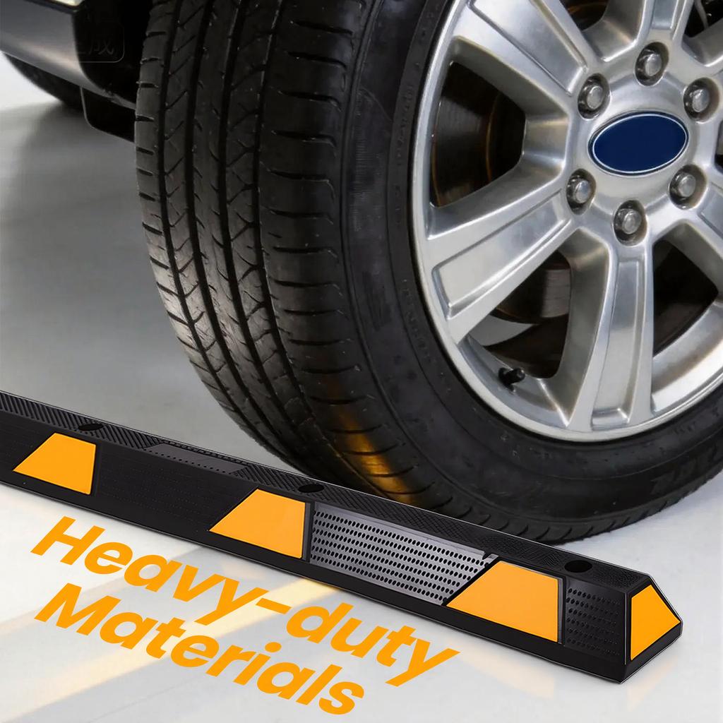 72in Parking Aid Gadgets Tire Stops Bumpers W/ Yellow Reflective Stripes with Bolt Installation for Truck RV Trailer Driveway