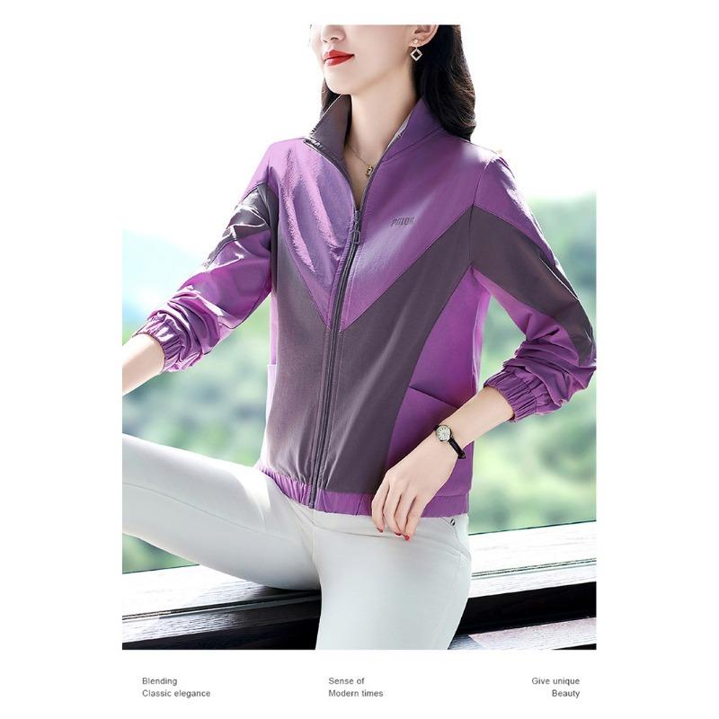 

Женский весенне-осенний повседневный свободный топ большого размера со стоячим воротником 4XL фиолетовый