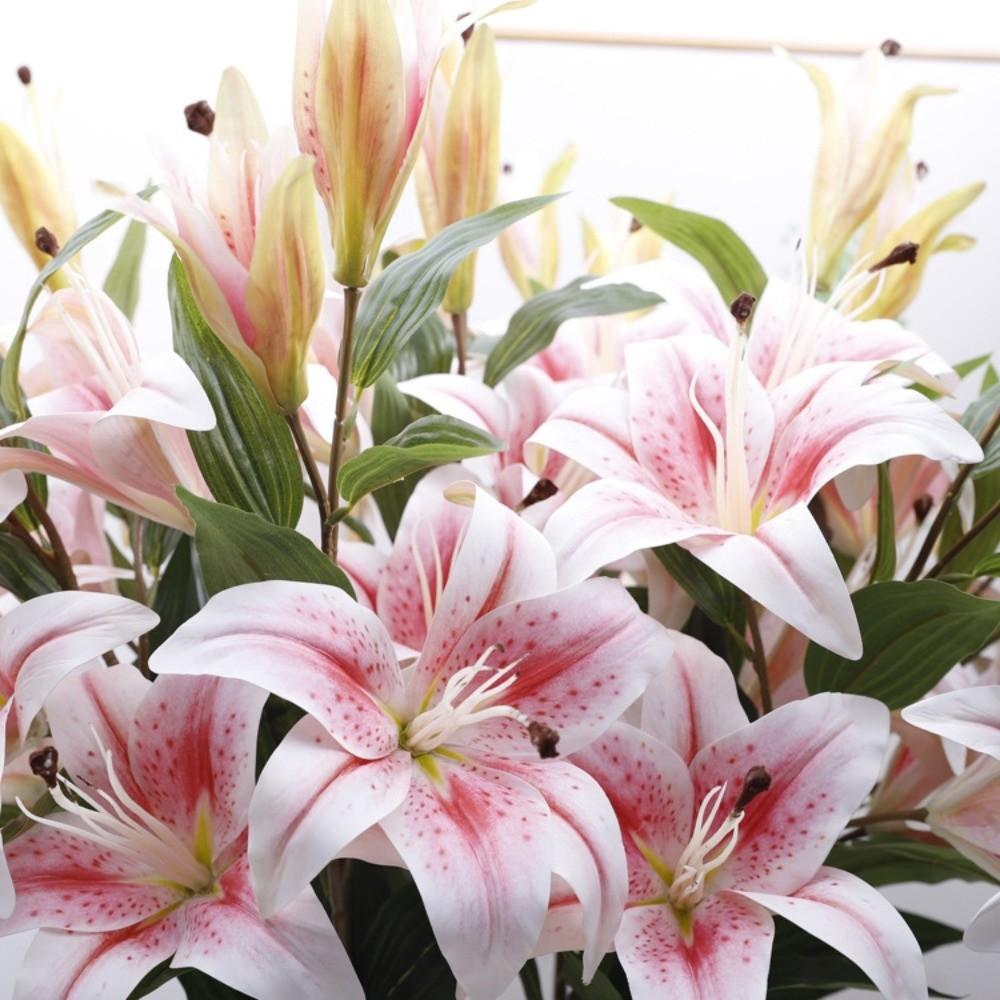 Echte Berührung Simulation Lilium Brownii Blume 5 Köpfe Künstliche Blumen Outdoor Gartendekoration