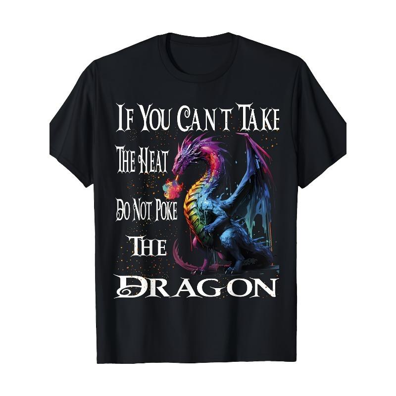 

European sizes Men S If You Can t Take The Heat Go Home Dragon Graphic T-Shirt - Bold Statement Tee with Print, Comfortable Short Sleeve Round Neck, 4XL чорний