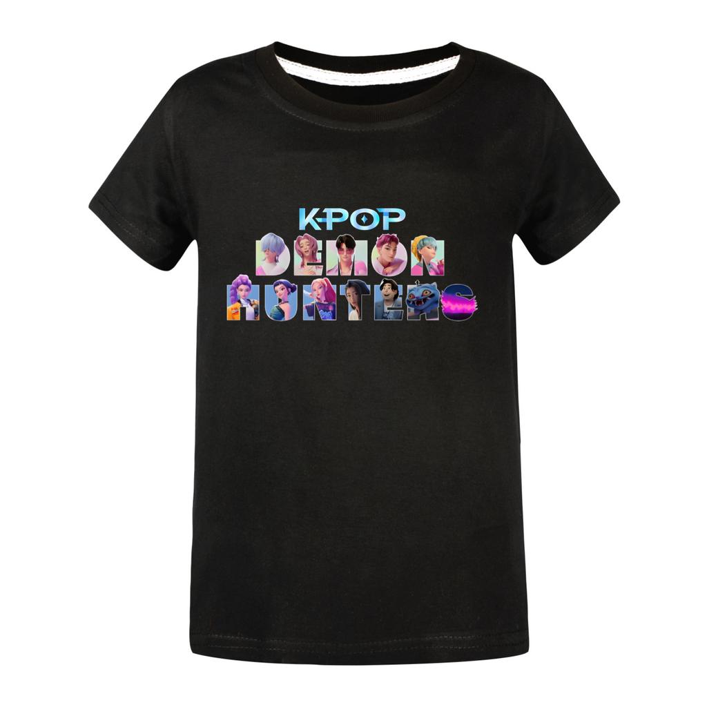 Movie Huntrix Kpop Demon Hunters T-Shirt Boys Girls Summer Crew Neck Short Sleeve Tees Fashion Kids T-shirt