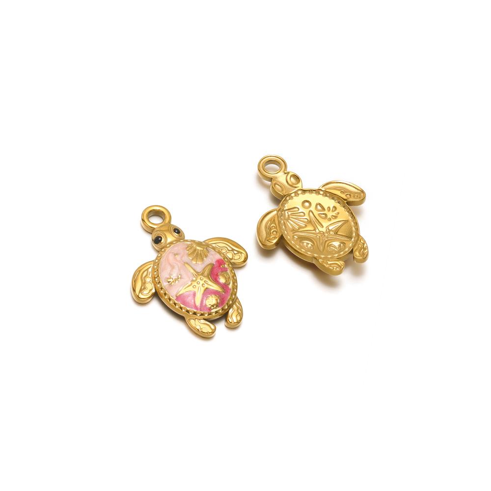 5pcs Stainless Steel Enamel Tortoise Gold Charms Exquisite Turtle Pendant DIY Jewelry Necklace Findings Bracelet Earrings Making