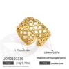 18K Gold PVD Plated Stainless Steel Waterproof Rings for Women Girls Trendy Zircon Wave Open Wedding Jewelry Gfts