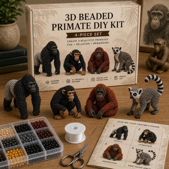 Kit de Loisirs Créatifs Animal en Perles, Kit de Fabrication d'Animaux 3D en Perles, Kit d'Art en Perles Araignée Poulpe Orang-outan Oiseau Mignon pour Débutants Adultes Projet Créatif Familial Maison