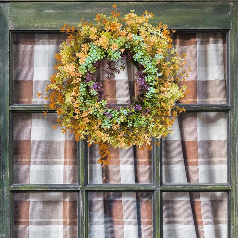 Artificial Wreath for Front Door Spring Decorative Floral Window Hanging Wreath Wall Home Decor for Seaason Decorating
