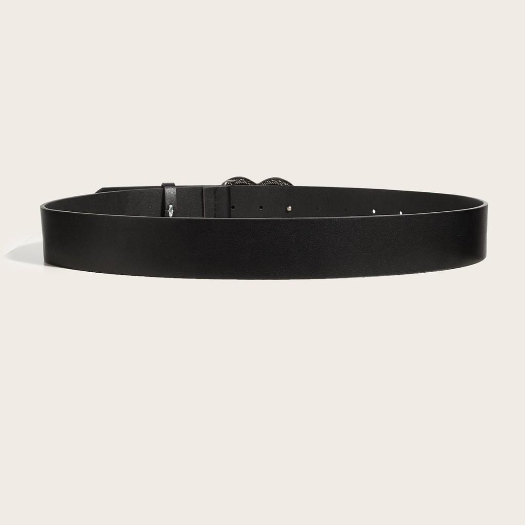 Solid Color Retro Summer Punk Leather Belt With Heart Snap Closure Look Trendy