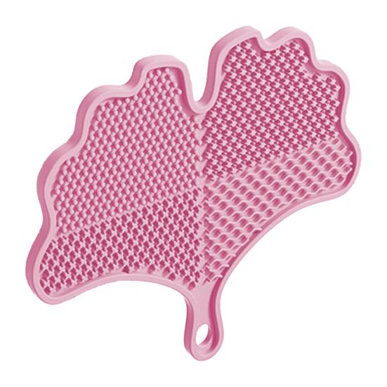 Silicone Makeup Brush Cleaning Mat with Suction Cups Non-slip Portable Travel Ginkgo Leaf Shape Cosmetic Brush Tools Cleaning Pad