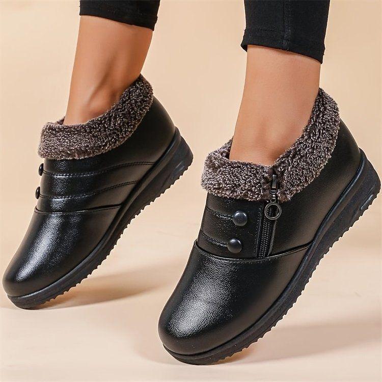 Flat bottom low top cotton shoes women's boots thickened cotton shoes velvet warm fashion boots 2025 winter work non-slip mother shoes