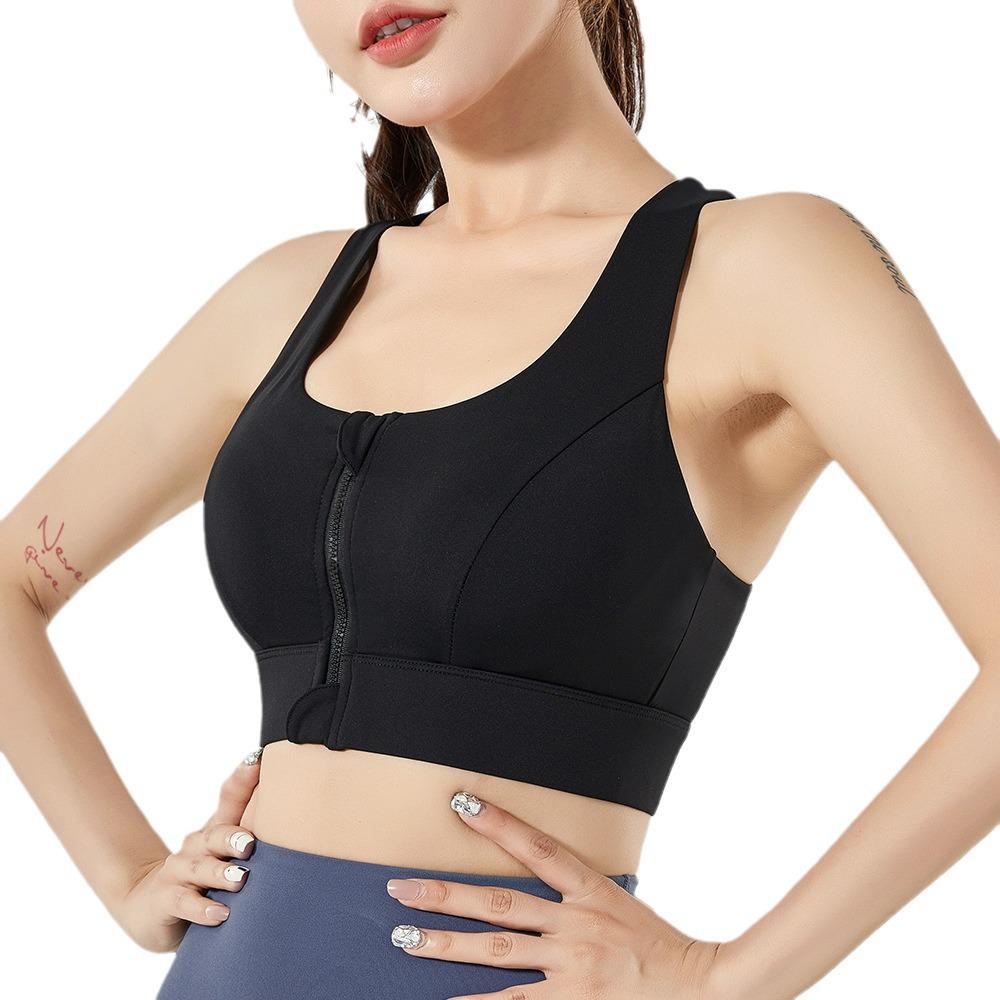 Hot-Selling Front Zipper Sports Bra: Beautiful, Shockproof Running Fitness Vest, Plus Size