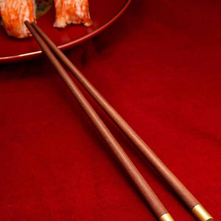 Red Sandalwood Chopsticks 5Pairs Chinese Style High Quality Non-lacquered Non-wax Solid Wood Family Hotel Wedding Chopstick Set