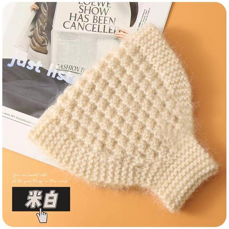 

Новая женская осенне-зимняя теплая вязаная повязка на голову из флиса с белкой, аксессуары для волос, флисовая защита ушей, мягкая белая шапка для волос, шерстяная шапка