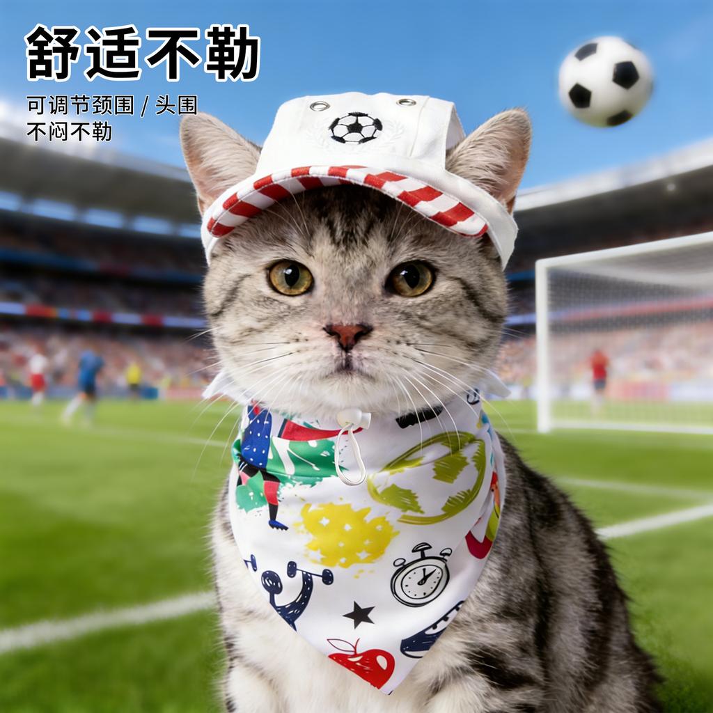 Hot-selling World Cup-themed pet products, pet hats, cat and dog triangle towels, decorative accessories