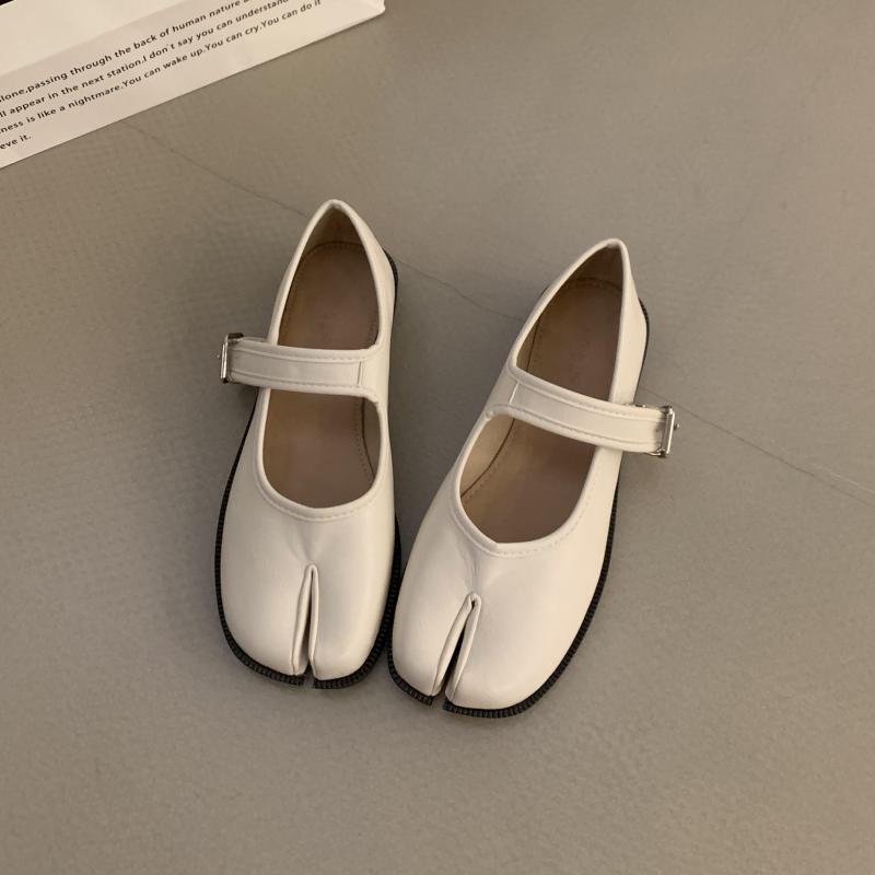 Fashion Bailamos Women Split Toe Shoes Ladies Square Toe Retro Single Shoes Shallow Mouth Flats Mary Jane Sandals Casual Slip On Shoes