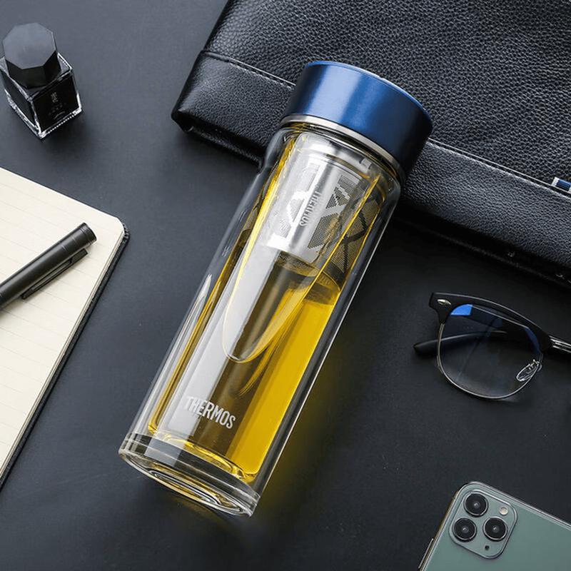 Thermos 400ml Double Wall Glass Tea Infuser Bottle