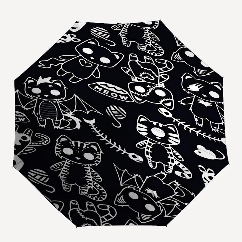 1pc Cats Halloween Pattern Umbrella with Plastic Handle,Suitable for All Seasons UmbrellaPT560
