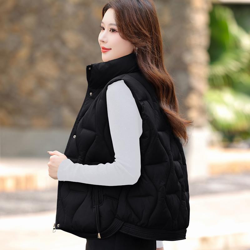 Winter New Stand-up Collar Cotton Vest Simple Short Thin Versatile Women's Vest Jacket
