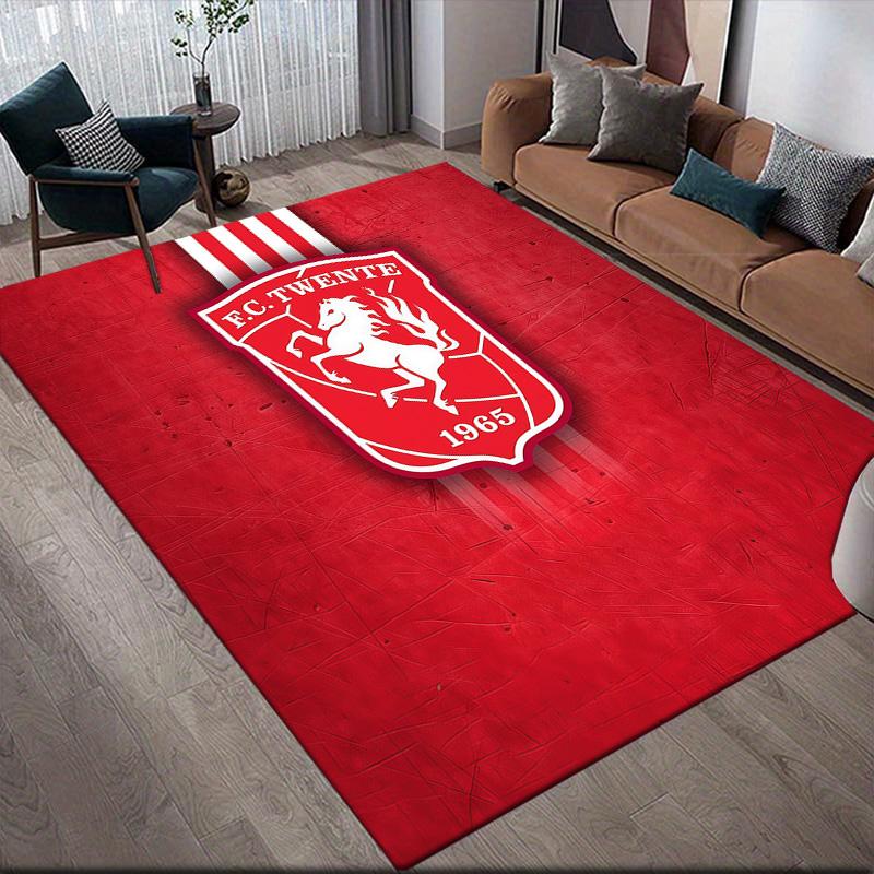 FC Twente Flannel Pattern Square Carpet,Area Rug,Carpet Rug for Living Room Bedroom Sofa Playroom Decor,Non-slip Floor Mat
