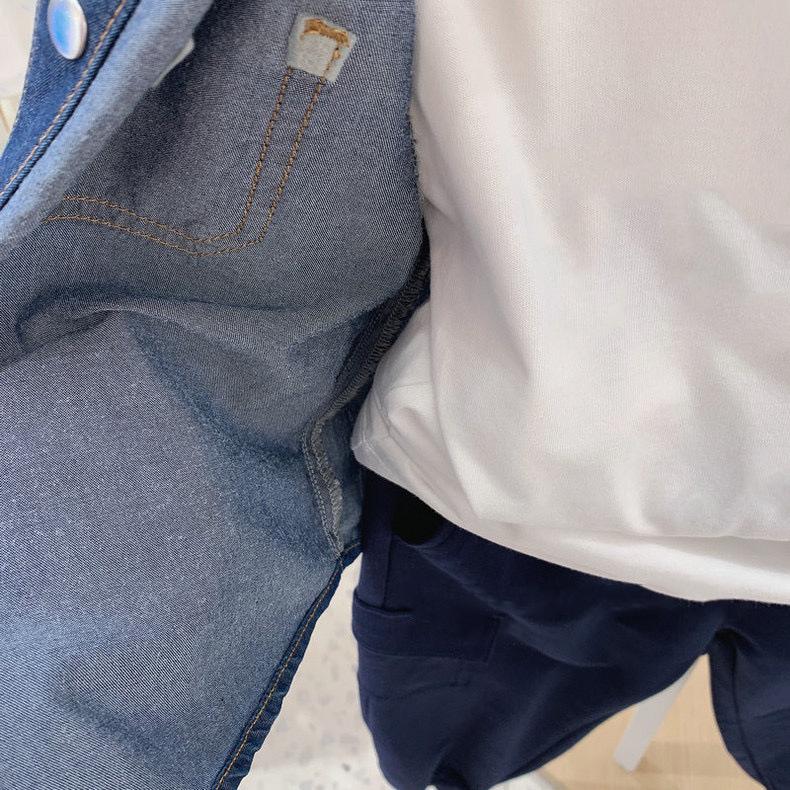 Neue Jungen Leichte Tencel Denim Hemdjacke mit Revers für Frühling und Herbst