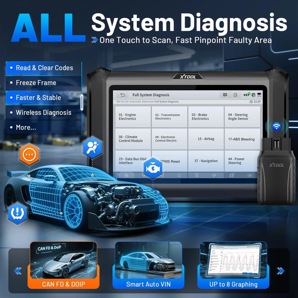 UK EU Warehouse D7W EU XTOOL WIFI Wireless Automotive Diagnostic Tools and Key Programming Car Fob Pin Code Readers Programmer