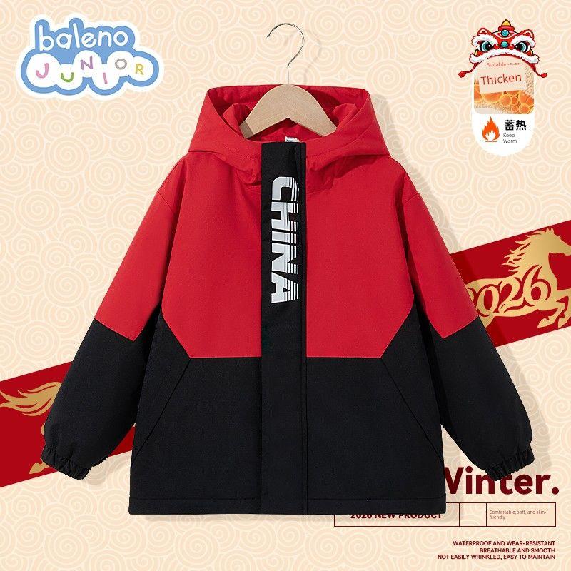Baleno Kids Children s Cotton Clothing 2026 New Style Boys  Color-Block Jacket Boys  Windbreaker Warm Top Red # Solid Color 110