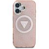 Guess Iml Metal Glitter 4G Circle Triangle Case for iPhone 16 Pink