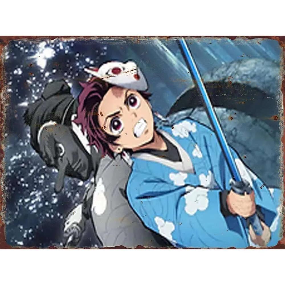 Poster Metallico Demon Slayer Placca di Latta Retrò Placca da Parete Cinema per Decorazione Stanza Regali Estetici Segnali Arte Decorazione Casa 26T0104 26T0104