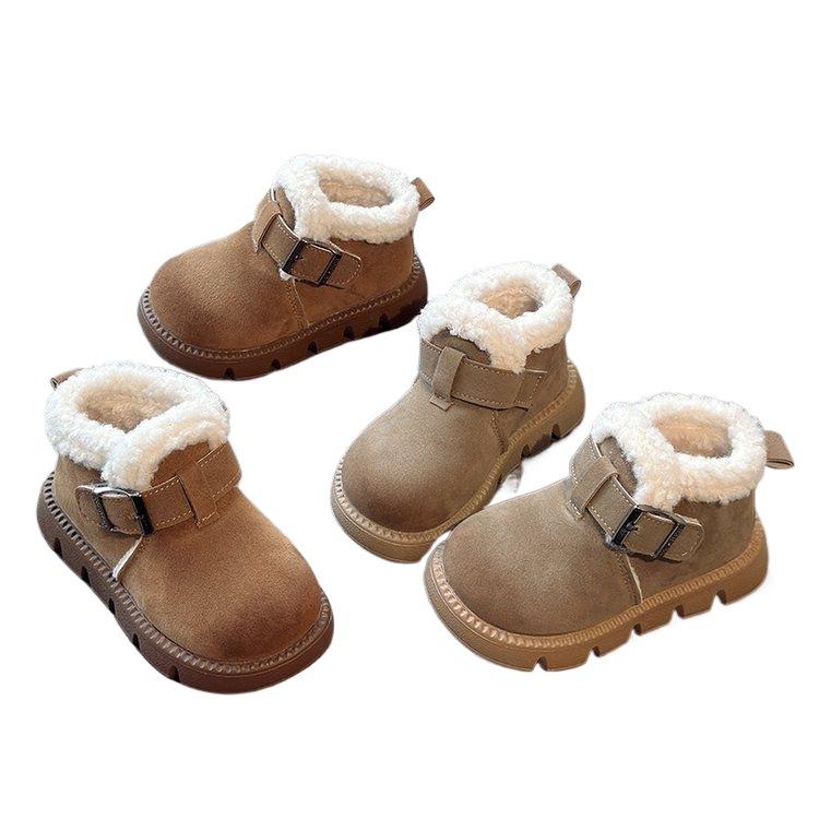 Children's cotton boots Birkenstock wool shoes 2025 winter new boys and girls thickened cotton shoes piled warm snow boots