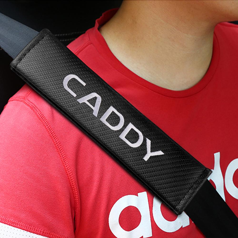 Valve Stems Caps 2Pcs Carbon Fiber Car Safety Belt Shoulder Cover Pads For Volkswagen VW Caddy Tiguan Golf 4 5 Beetle Touran Pol zd7
