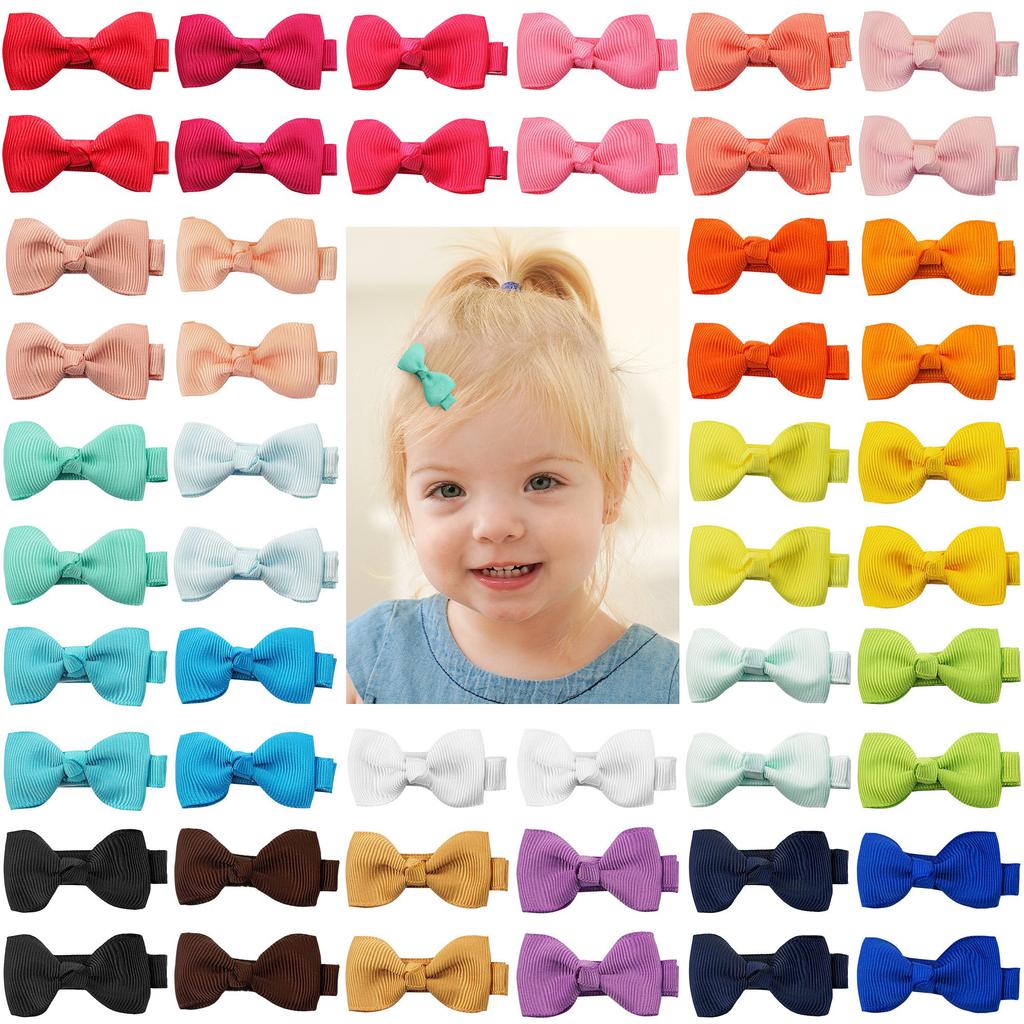 50 buc/set Colorat 2'' Panglică Grosgrain Mini Arcuri de Păr Clipuri pentru Fetițe Agrafe de Păr cu Fundă Handmade Accesorii de Păr