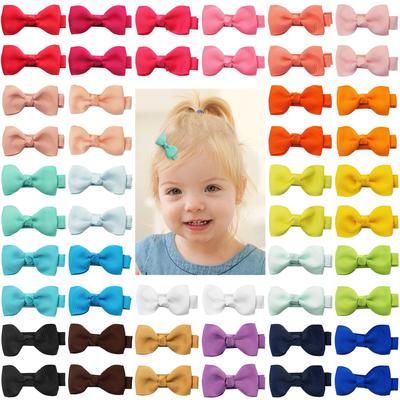 50 st/set Färgstarka 5 cm Grosgrainband Mini Hårrosetter Klämmor för Småflickor Handgjorda Rosett Hårnålar Huvudbonader Håraccessoarer