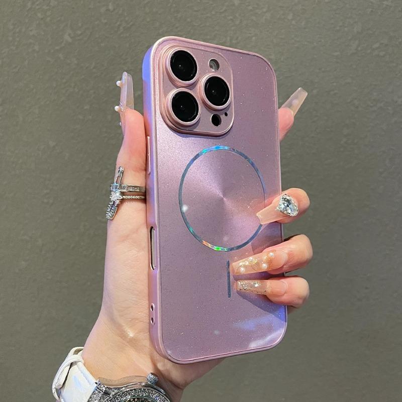 Luxus Für Magsafe Glitzer Aurora Glänzend Handyhülle Für iPhone 15 16 Pro Max 14 Plus 13 12 11 Vollständiger Linsenschutz Rückseite